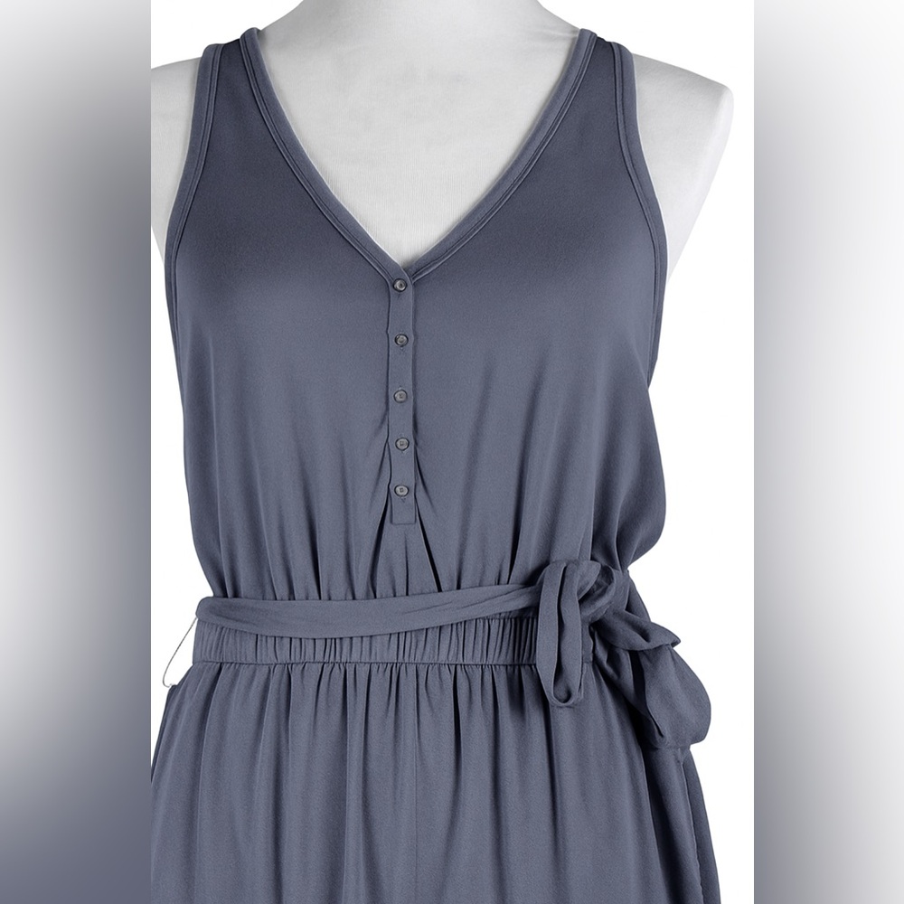 Abercrombie & Fitch Sleeveless Button-Front Tie Waist Jumpsuit Women’s XL - Picture 7 of 14